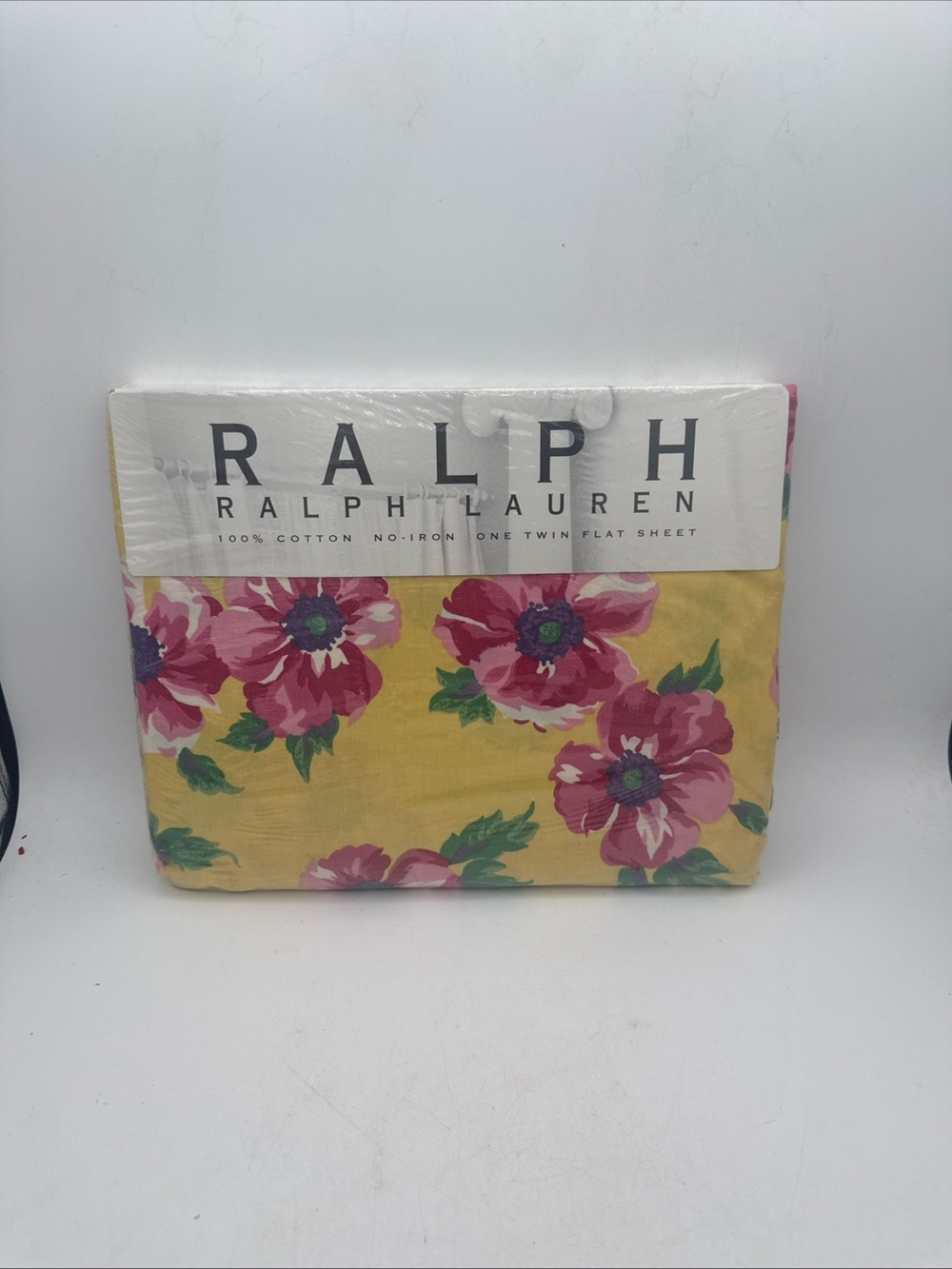 VTG Ralph Lauren Chelsea Yellow Twin Flat Sheet Floral Hibiscus Cotton NIP NOS